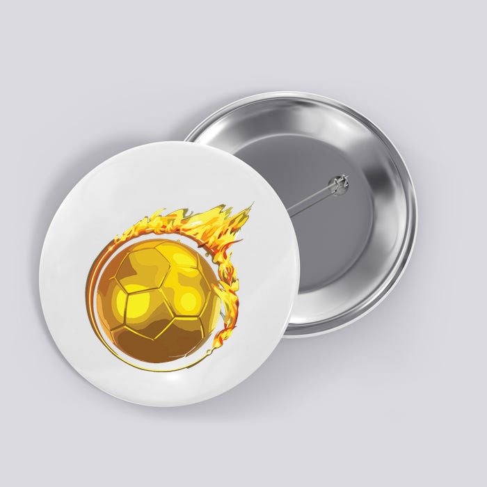 Gold Soccer Ball Flames Flaming Flying Soccer Ball On Fire Button