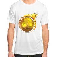 Gold Soccer Ball Flames Flaming Flying Soccer Ball On Fire Adult ChromaSoft Performance T-Shirt