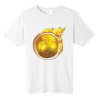 Gold Soccer Ball Flames Flaming Flying Soccer Ball On Fire Tall Fusion ChromaSoft Performance T-Shirt