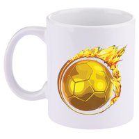 Gold Soccer Ball Flames Flaming Flying Soccer Ball On Fire 11oz C Handle Ceramic Mug