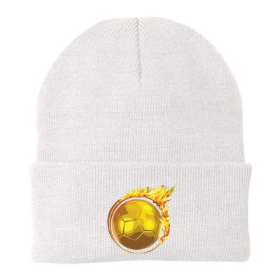 Gold Soccer Ball Flames Flaming Flying Soccer Ball On Fire Beanie