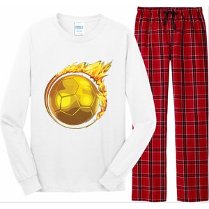 Gold Soccer Ball Flames Flaming Flying Soccer Ball On Fire Long Sleeve Pajama Set