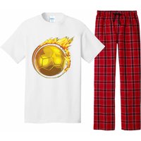 Gold Soccer Ball Flames Flaming Flying Soccer Ball On Fire Pajama Set