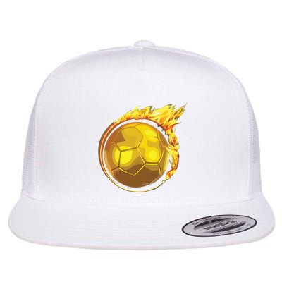 Gold Soccer Ball Flames Flaming Flying Soccer Ball On Fire Flatbill Hat