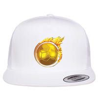 Gold Soccer Ball Flames Flaming Flying Soccer Ball On Fire Flatbill Hat