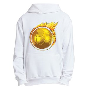 Gold Soccer Ball Flames Flaming Flying Soccer Ball On Fire Urban Pullover Hoodie