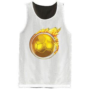 Gold Soccer Ball Flames Flaming Flying Soccer Ball On Fire Mesh Reversible Basketball Jersey Tank