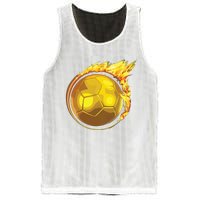 Gold Soccer Ball Flames Flaming Flying Soccer Ball On Fire Mesh Reversible Basketball Jersey Tank