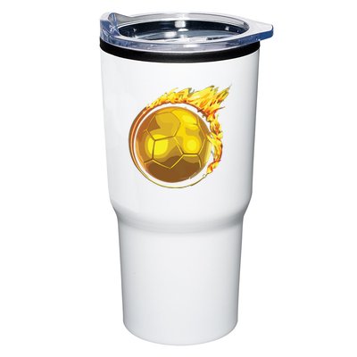Gold Soccer Ball Flames Flaming Flying Soccer Ball On Fire Tumbler