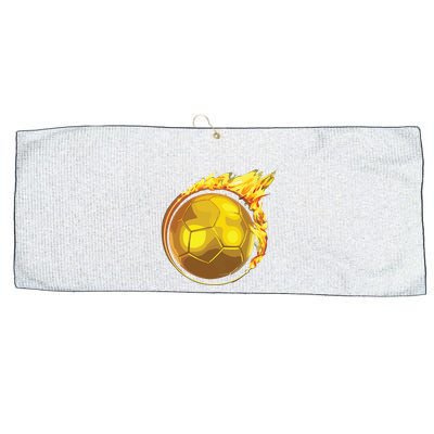 Gold Soccer Ball Flames Flaming Flying Soccer Ball On Fire Large Microfiber Waffle Golf Towel
