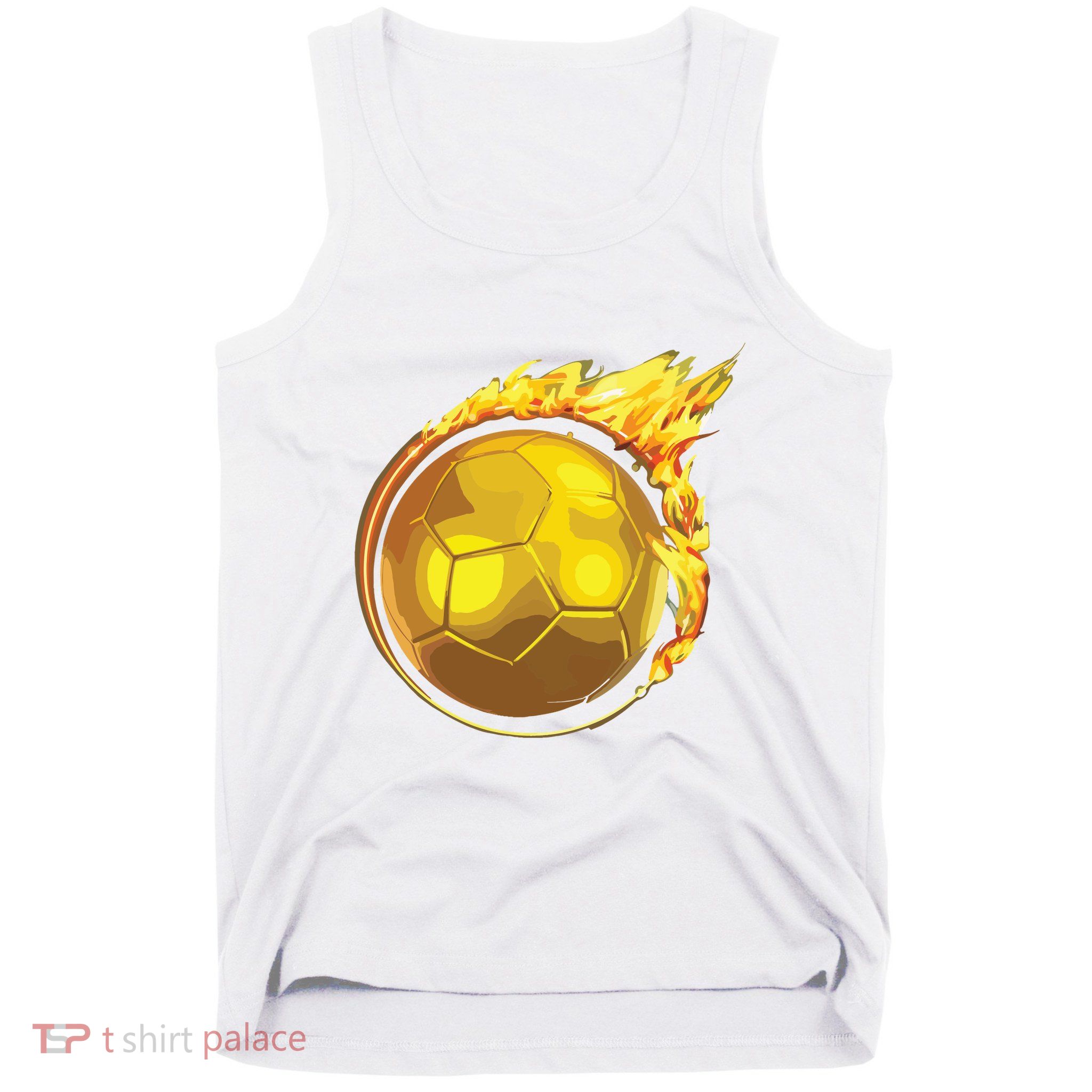 Gold Soccer Ball Flames Flaming Flying Soccer Ball On Fire Tank Top