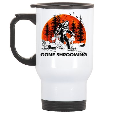 Gone Shrooming Bigfoot Mushroom Halloween Stainless Steel Travel Mug