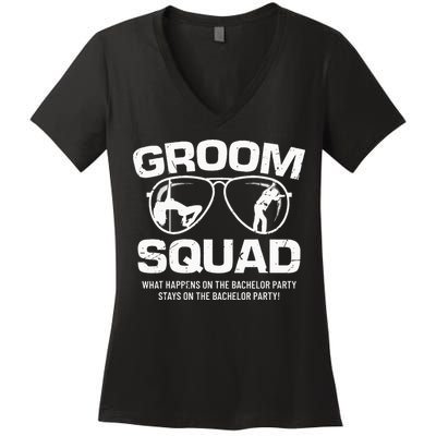 Groom Squad Bucks Groom Groomsmen Bachelor Party Women's V-Neck T-Shirt