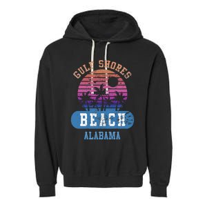 Gulf Shores Beach Alabama Retro Sunset Summer Aesthetic Garment-Dyed Fleece Hoodie