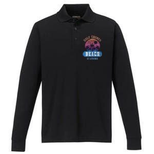 Gulf Shores Beach Alabama Retro Sunset Summer Aesthetic Performance Long Sleeve Polo