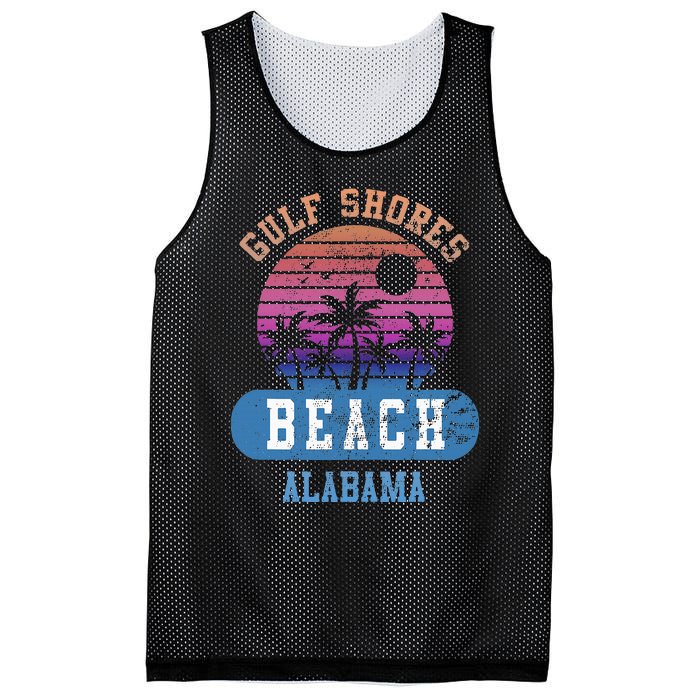 Gulf Shores Beach Alabama Retro Sunset Summer Aesthetic Mesh Reversible Basketball Jersey Tank