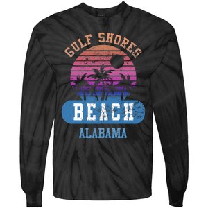 Gulf Shores Beach Alabama Retro Sunset Summer Aesthetic Tie-Dye Long Sleeve Shirt