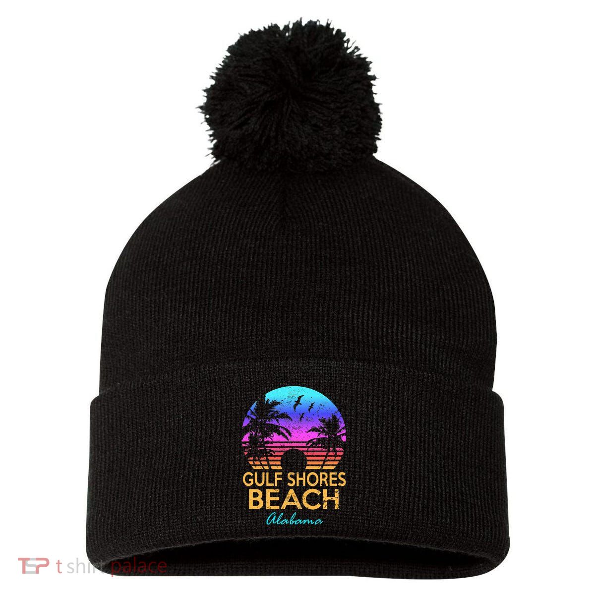 Gulf Shores Beach Alabama Spring Break Vacation Trip Graphic Pom Pom 12in Knit Beanie