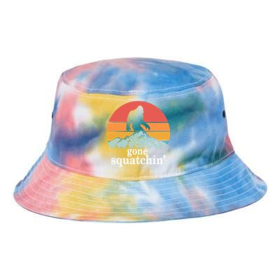 Gone Squatchin Bigfoot Mountain Retro Style Gift Tie Dye Newport Bucket Hat