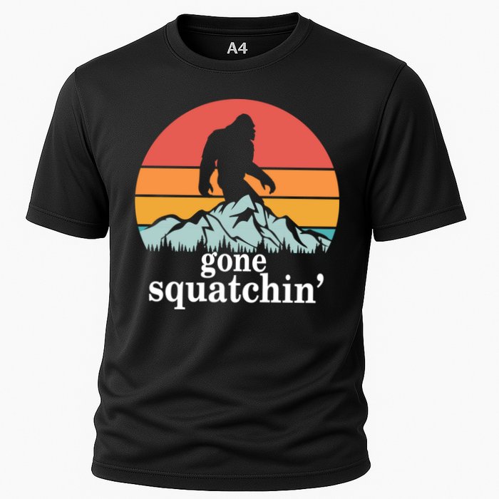 Gone Squatchin Bigfoot Mountain Retro Style Gift Cooling Performance Crew T-Shirt