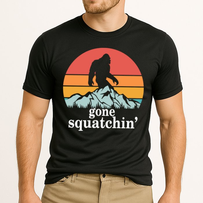 Gone Squatchin Bigfoot Mountain Retro Style Gift Cooling Performance Crew T-Shirt