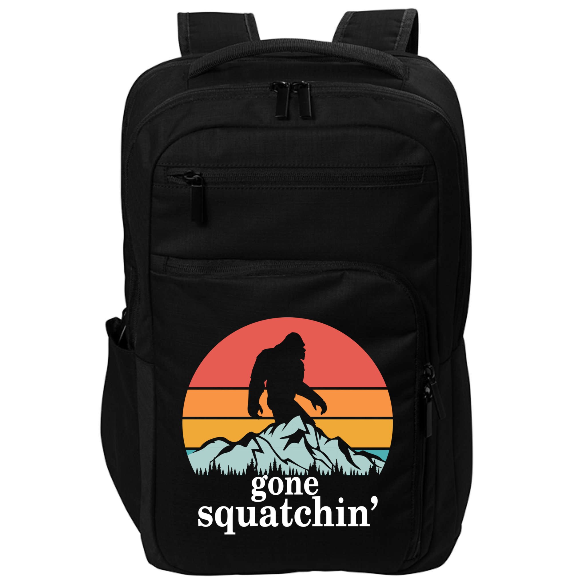 Gone Squatchin Bigfoot Mountain Retro Style Gift Impact Tech Backpack