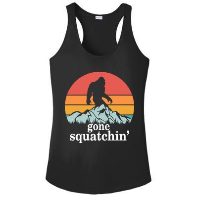 Gone Squatchin Bigfoot Mountain Retro Style Gift Ladies PosiCharge Competitor Racerback Tank