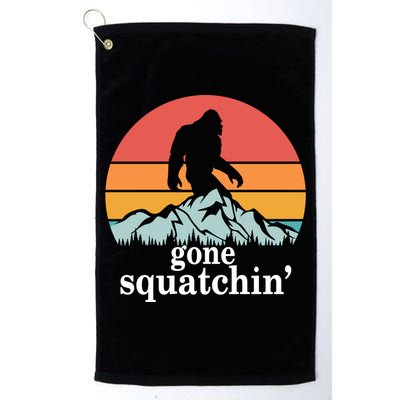Gone Squatchin Bigfoot Mountain Retro Style Gift Golf Towel
