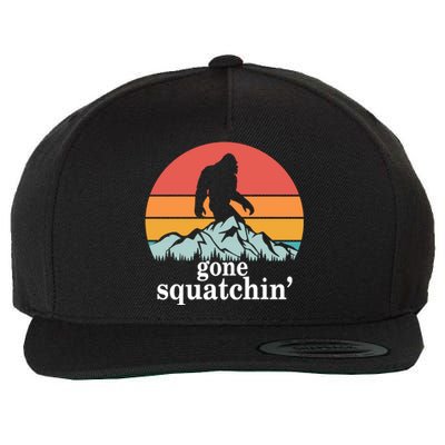 Gone Squatchin Bigfoot Mountain Retro Style Gift Wool Snapback Cap