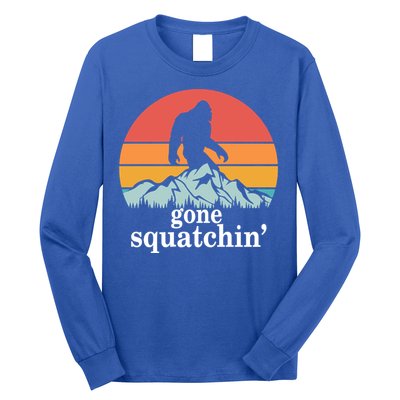 Gone Squatchin Bigfoot Mountain Retro Style Gift Long Sleeve Shirt