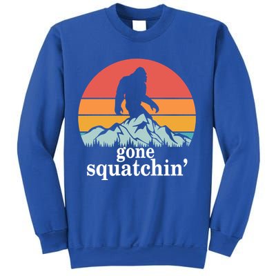 Gone Squatchin Bigfoot Mountain Retro Style Gift Sweatshirt