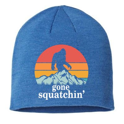 Gone Squatchin Bigfoot Mountain Retro Style Gift Sustainable Beanie