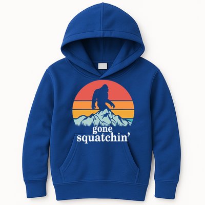Gone Squatchin Bigfoot Mountain Retro Style Gift Kids Hoodie