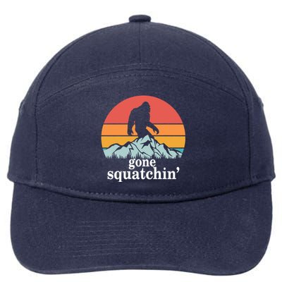 Gone Squatchin Bigfoot Mountain Retro Style Gift 7-Panel Snapback Hat