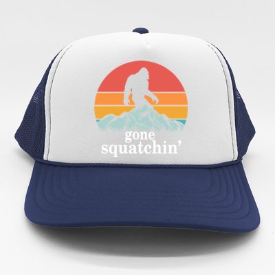 Gone Squatchin Bigfoot Mountain Retro Style Gift Trucker Hat