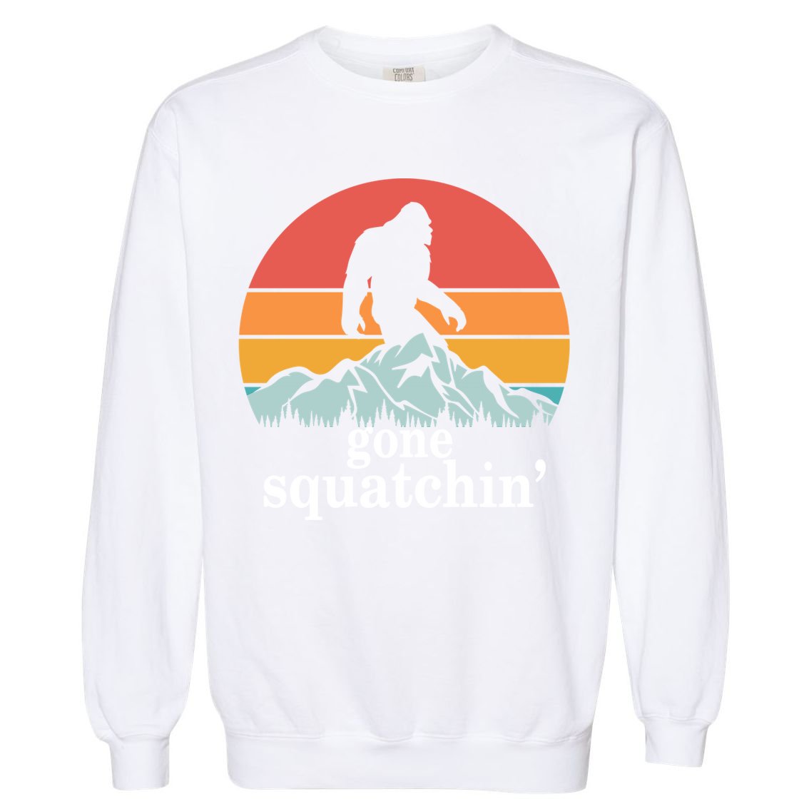 Gone Squatchin Bigfoot Mountain Retro Style Gift Garment-Dyed Sweatshirt
