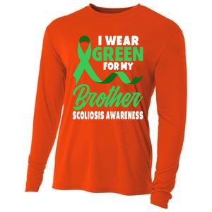 Green Scoliosis Brother Design Warrior Scoliosis Awareness Great Gift Cooling Performance Long Sleeve Crew