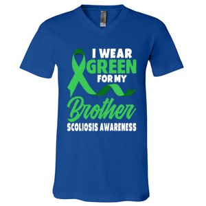 Green Scoliosis Brother Design Warrior Scoliosis Awareness Great Gift V-Neck T-Shirt