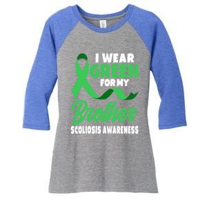 Green Scoliosis Brother Design Warrior Scoliosis Awareness Great Gift Women's Tri-Blend 3/4-Sleeve Raglan Shirt