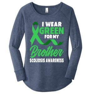 Green Scoliosis Brother Design Warrior Scoliosis Awareness Great Gift Women's Perfect Tri Tunic Long Sleeve Shirt