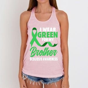 Green Scoliosis Brother Design Warrior Scoliosis Awareness Great Gift Women's Knotted Racerback Tank