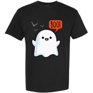 Ghost Saying Boo Spooky Halloween Cute Garment-Dyed Heavyweight T-Shirt