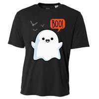 Ghost Saying Boo Spooky Halloween Cute Cooling Performance Crew T-Shirt