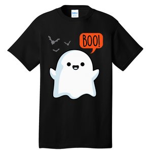 Ghost Saying Boo Spooky Halloween Cute Tall T-Shirt