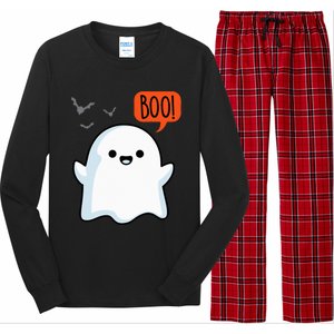 Ghost Saying Boo Spooky Halloween Cute Long Sleeve Pajama Set