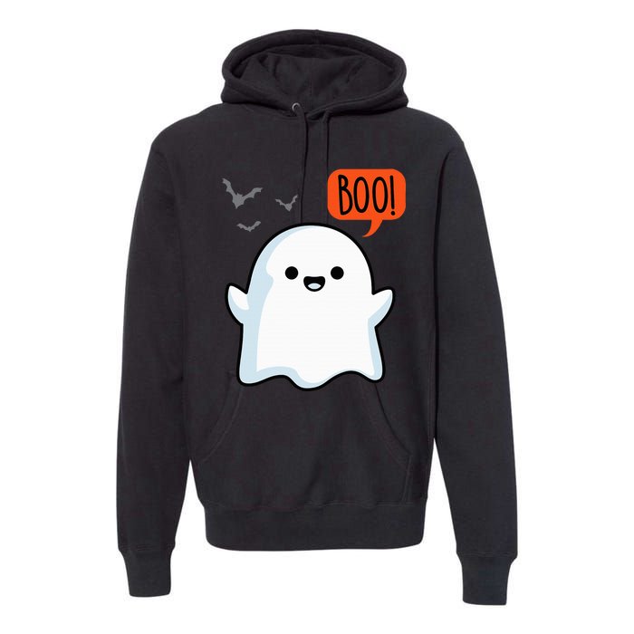 Ghost Saying Boo Spooky Halloween Cute Premium Hoodie