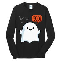 Ghost Saying Boo Spooky Halloween Cute Tall Long Sleeve T-Shirt