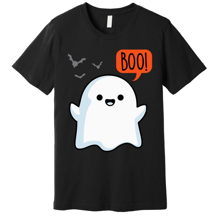 Ghost Saying Boo Spooky Halloween Cute Premium T-Shirt