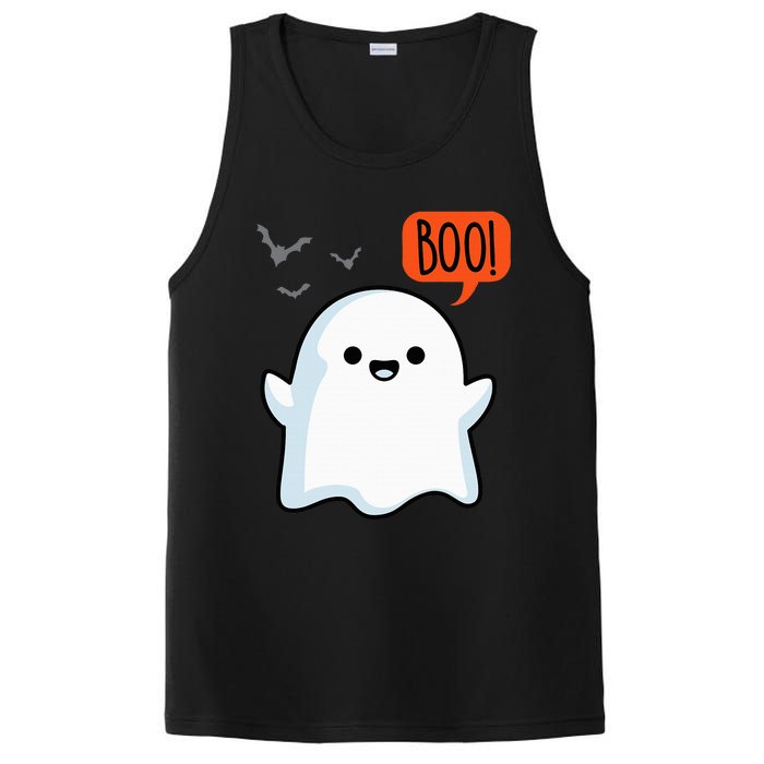 Ghost Saying Boo Spooky Halloween Cute PosiCharge Competitor Tank