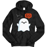 Ghost Saying Boo Spooky Halloween Cute Tie Dye Hoodie